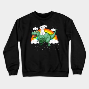 T Rex Dinosaur Riding Westie Dog Crewneck Sweatshirt